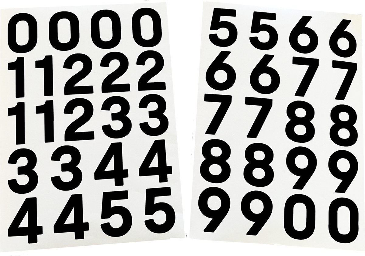   plakcijfers 0 - 9 | zwart | hoogte 4 cm